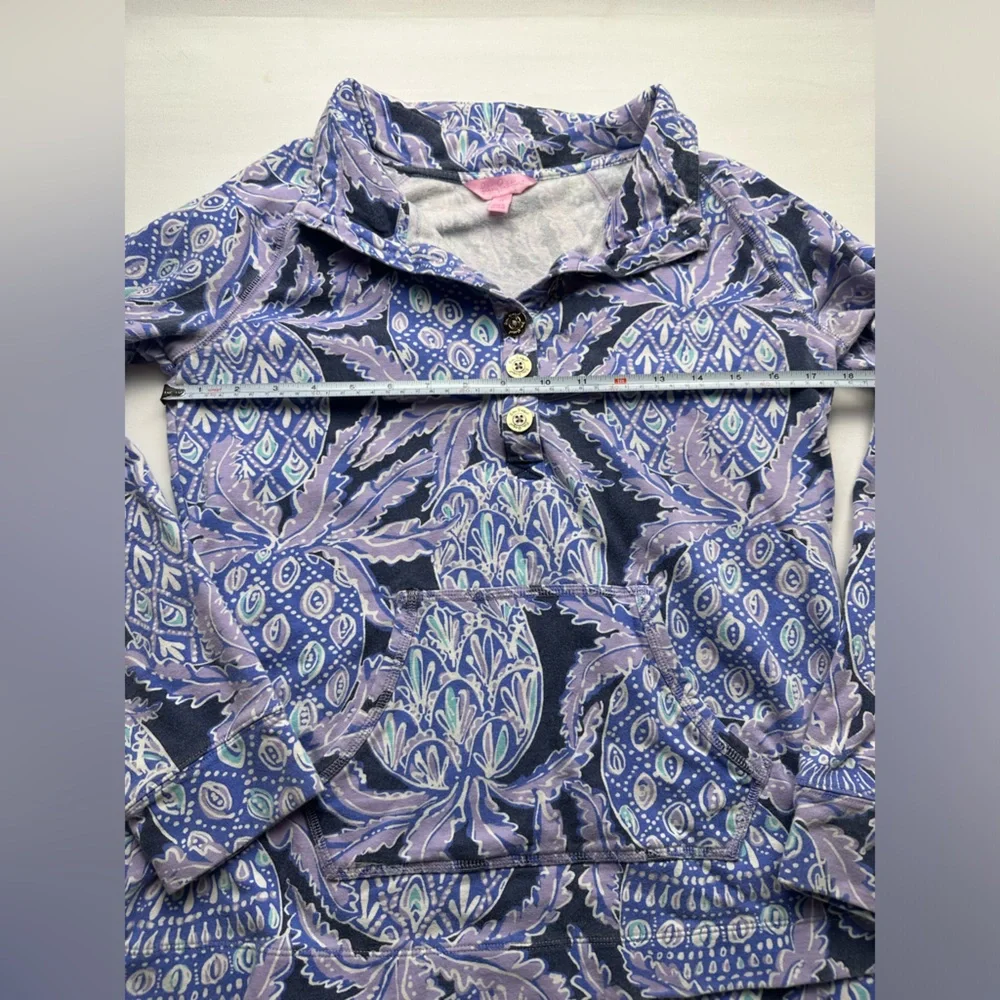 Lilly Pulitzer size M paisley pattern purple 1/4 zip pullover light sweatshirt. - Picture 6 of 8